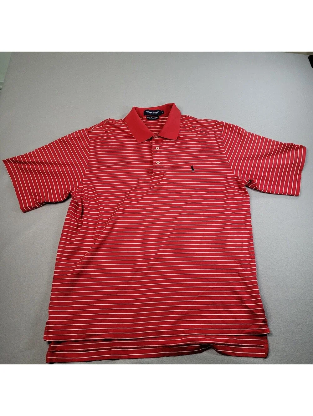 Polo Ralph Lauren Mens L Pima Soft Touch Striped Polo Shirt Red White Nautical
